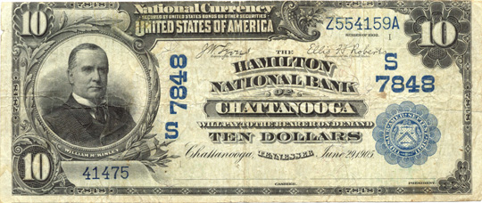$10 Hamilton NB Chattanooga Ch7848 1902 DB